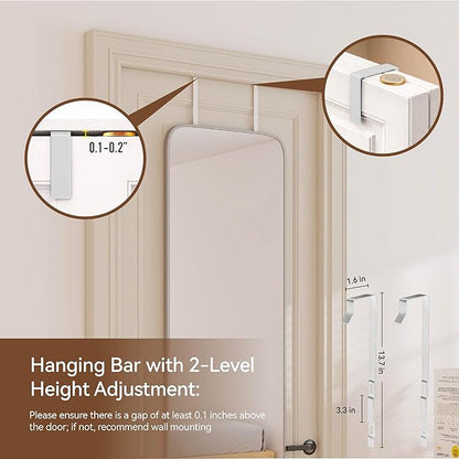 NARCISSUS 57x16 Mirror Door Hanging Full Length Body with Floor Stand or Wall Mounted Metal Aluminum Frame Tempered Glass Rectangle Mirrors for Bedroom Dressing Living Room Bathroom 57 inch Silver