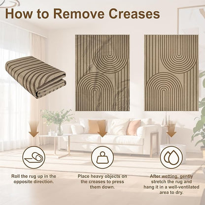 Easy Jute Rug for Living Room, 5' x 7' Area Rug, Brown Farmhouse Ultra-Thin Washable Non-Slip Outdoor Rug for Bedroom, Dining Room, Backyard, Home Decor