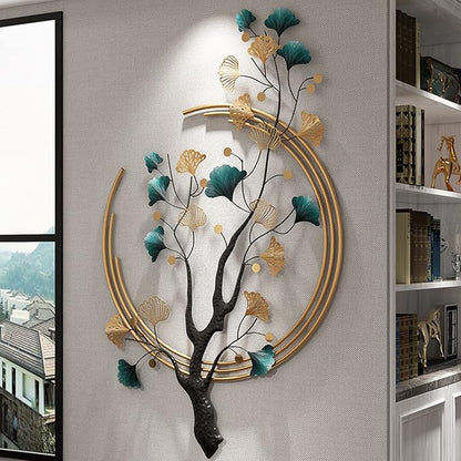 Umbifa Large Metal Wall Decor 52.7 in * 32.7in Ginkgo Leaf 3D Wall Sculpture Metal Wall Art Decor for Living Room Porch Room Bedroom Modern