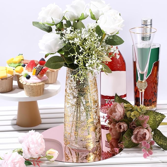 Thyle 6 Pcs 12 Inch Acrylic Round Mirror for Table Centerpieces Circle Mirror Candle Plates for Wall Wedding Table Centerpieces for Christmas Party Decor, Thickness 1 mm (Rose Gold)