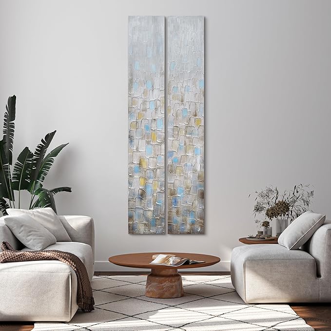 Empire Art Direct Abstract Wall Art Textured Hand Painted Canvas by Martin Edwards, Diptych, 72" x 12" each, Cosmopolitan