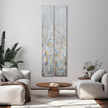 Empire Art Direct Abstract Wall Art Textured Hand Painted Canvas by Martin Edwards, Diptych, 72" x 12" each, Cosmopolitan