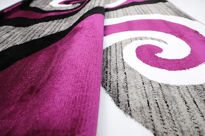 GLORY RUGS Black Area Rug 5x7 Purple Gray Modern Carpet Bedroom Living Room Contemporary Dining Accent Sevilla Collection 4817A (Purple)