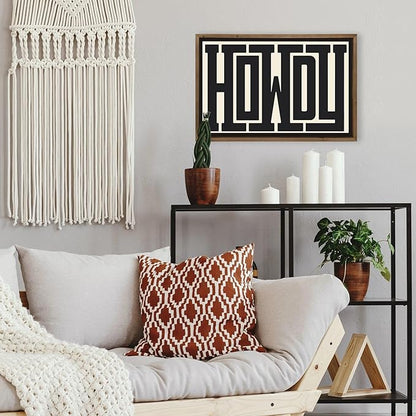 Howdy Wall Art, 23.6x15.7 Inchs Wooden Howdy Sign Western Cowboy Wall Decor, Southwestern Living Room Bedroom Bathroom Home Decorations