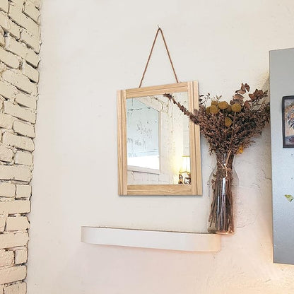 AAZZKANG Rustic Mirrors for Wall with Rectangular Wood Frame Decorative for Farmhouse Bedroom Bathroom Living Room Home Office
