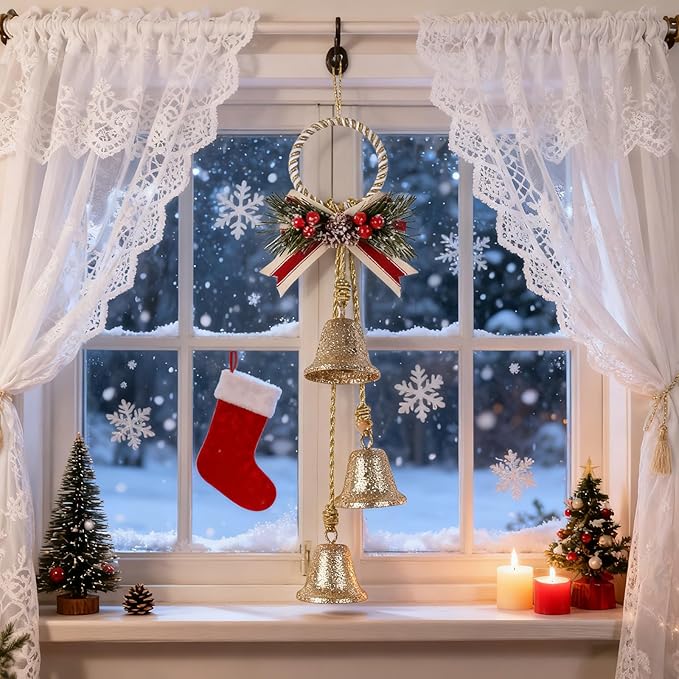Christmas Bells Decorations Jingle Bell，Hanging Decorative for Door,Wall, Bedroom, Living Room,Tree Ornaments for Home Decor, Wreath, Door Hanging,Cluster Decorative Bells (Glittering Gold)