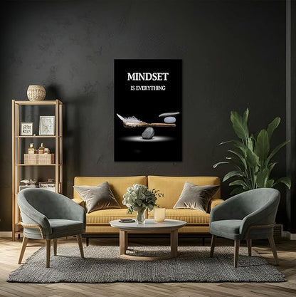 SKASNFAI Mindset Motivation Office Wall Art Zen Stone Canvas Print Pictures Wall Decor Framed Positive Quotes Posters for Living Room Bedroom Decoration (28L x 44W)