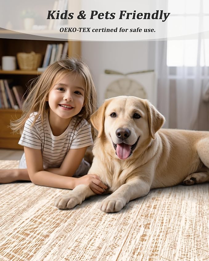 Miukiki 2x6 Hallway Runner Rug Moroccan Washable Kitchen Rug Non Slip Indoor Floor Kitchen Runner Rug Foldable Carpet for Bathroom Laundry Room with Low Pile(Beige,2'x6')