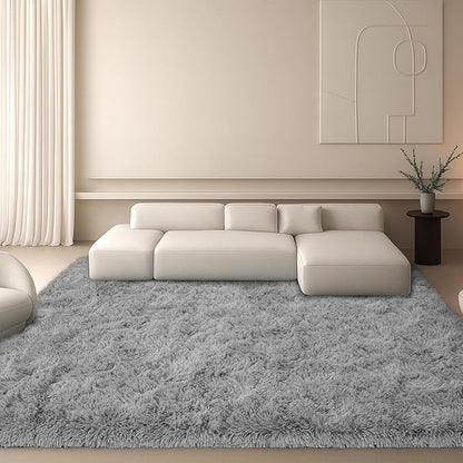 Fluffy Plush Shag Rug 5x7,Ultra Soft Rug for Living Room,Non-Slip Fuzzy Rugs for Bedroom,Carpet for Girl Boy Kids,Modern Indoor Home Decor Aesthetic,Light Gray