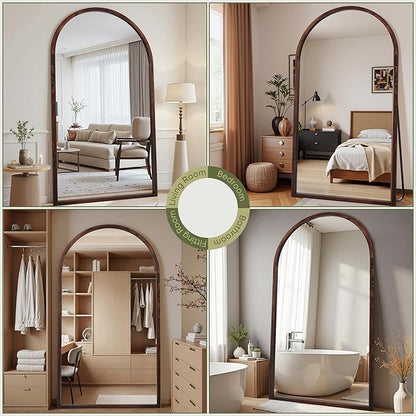 Suidia Full Length Mirror, Oversized Floor Mirror with Solid Wood Frame, Large Standing Mirror for Bedroom Living Room, Wood Antique Style, Dark Walnut, 82" L x 44" W