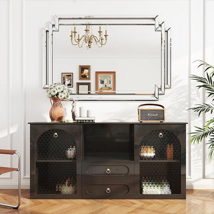 32" X 47" Large Bathroom Wall Mirror with Glass Pieces and Beveled Edge, Elegant Decorative Mirror for Wall Decor Living Room, Dining Room, Fireplace, Hang Horizontally or Vertically