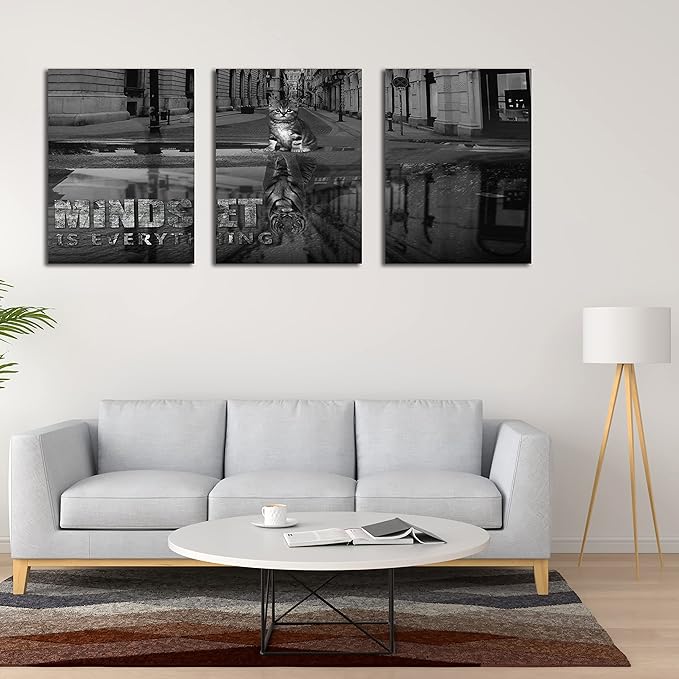 3 Panels Motivational Canvas Wall Art Inspirational Wall Art Entrepreneur Quotes Poster Print Artwork Painting Picture for Framed Home Decoration Living Room office bedroom 48" W x 24" H
