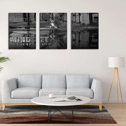 3 Panels Motivational Canvas Wall Art Inspirational Wall Art Entrepreneur Quotes Poster Print Artwork Painting Picture for Framed Home Decoration Living Room office bedroom 60" W x 28" H