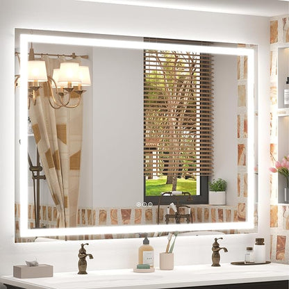 50x40 Lighted LED Bathroom Mirror, Large Dimmable Vanity Mirror with Lights, Anti-Fog, Shatterproof, Memory, ETL Listed (Backlit and Front Lighted)