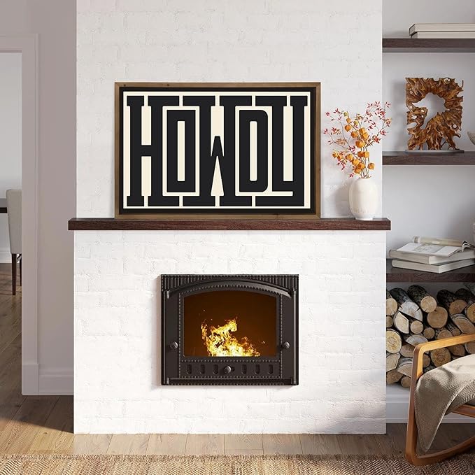 Howdy Wall Art, 23.6x15.7 Inchs Wooden Howdy Sign Western Cowboy Wall Decor, Southwestern Living Room Bedroom Bathroom Home Decorations