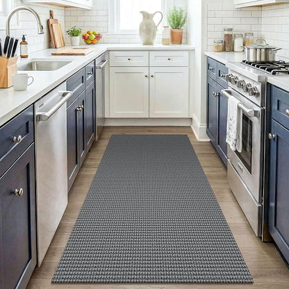 KOZYFLY Washable 3x4 Entry Area Rug, Braided Throw Rugs for Entryway, Non Slip Door Mat Indoor Outdoor Entrance, Front Porch Foyer Carpet for Kitchen, mudroom, Bathroom, Grey/Dark Grey