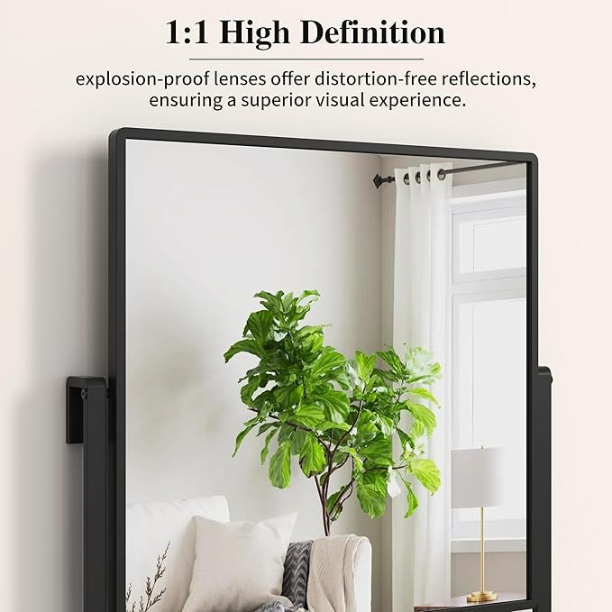 Modern Black Square Wall Mirror with Shelf and Hooks, 21.7 x 29.3 Inch Large Bathroom Mirror with 10° Adjustable Tilt for Entryway, Living Room, Hallway, Bedroom