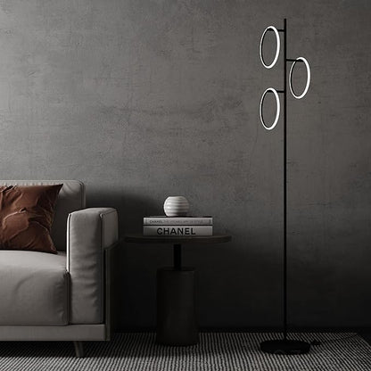Ozarke Neo Modern Floor Lamp - Mid Century Minimalist Decor Stand Light for Living Room, Bedroom & Home Office, Dimmable Contemporary Tall Lighting with 3 LED Lights - Warm 27000K (Black)