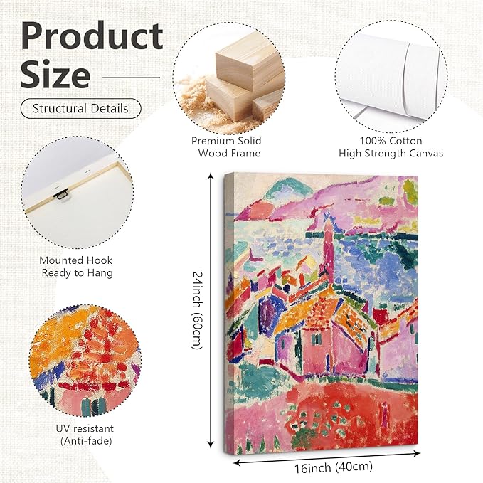 Henri Matisse Wall Art Prints Aesthetic Canvas Matisse Wall Decor Painting Colorful Matisse Wall Art Poster Boho Abstract Matisse Picture Artwork for Bedroom Living Room 16x24x3 Inch Ready to Hang