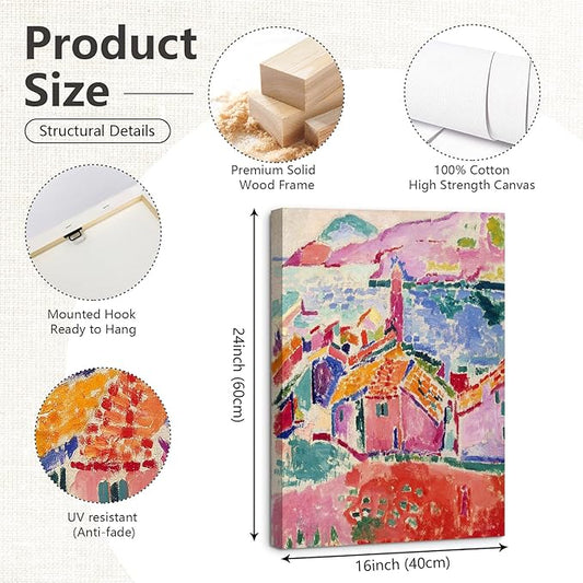 Henri Matisse Wall Art Prints Aesthetic Canvas Matisse Wall Decor Painting Colorful Matisse Wall Art Poster Boho Abstract Matisse Picture Artwork for Bedroom Living Room 16x24x3 Inch Ready to Hang