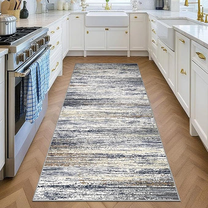 Modern Abstract Runner Rug 2x6 Runner Rugs with Non Slip Backing, Low Pile Soft Washable Runner for Hallway Entryway Laundry Bedroom Kitchen