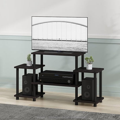 Furinno Turn-N-Tube No Tools Entertainment Center, Round, Square corner, Dark Walnut,11257DWN