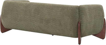 Christopher Knight Home Almab 82 Inches Sofa Couch, Cozy Boucle Upholstered 3-Seater Sofa, Wood Frame Couch, Comfy Couches for Living Room and Office, Modern Soft Plush Sofa, Olive Green