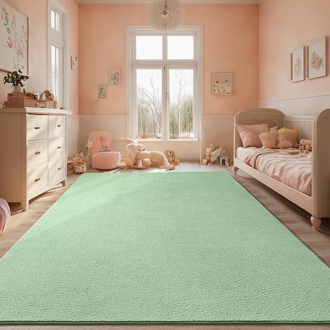 Rugs for Living Room Bedroom, 6x9 ft Sage Green Area Rug, Washable Memory Foam Indoor Carpet, Modern Aesthetic Minimalist Non-Slip Carpets for Boys Girls Adults Home Decor