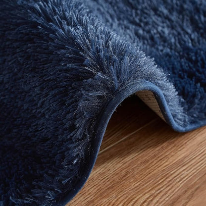Floralux 6x9 Area Rug Living Room Rugs, Dark Blue, Ultra Soft Fluffy Furry Carpet for Bedroom, Non-Slip Indoor Floor Carpets for Kids Boys Girls Dorm, Nursery, Home Decor Aesthetic