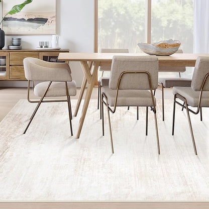 Area Rugs 8x10 Living Room: Washable Rug Modern Abstract Large Rugs Soft Non Slip Neutral Rug Stain Resistant Indoor Carpet for Bedroom Kitchen Dining Room Table Nursery Home Office Rugs(Beige,8'x10')
