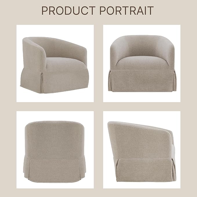 Swivel Accent Chair Set of 2, 360 Degree Performance Fabric Armchair Modern Barrel Chairs Armchair for Living Room Bedroom Home and Office,Taupe