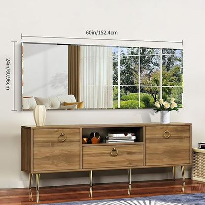 CILIBER Beveled Mirror, 24x60 Large Frameless Bathroom Mirrors for Wall, 3mm Tempered Glass Rectangle Vanity Mirror with Beveled Edge, Crystal-Clear, Hangs Horizontally or Vertically