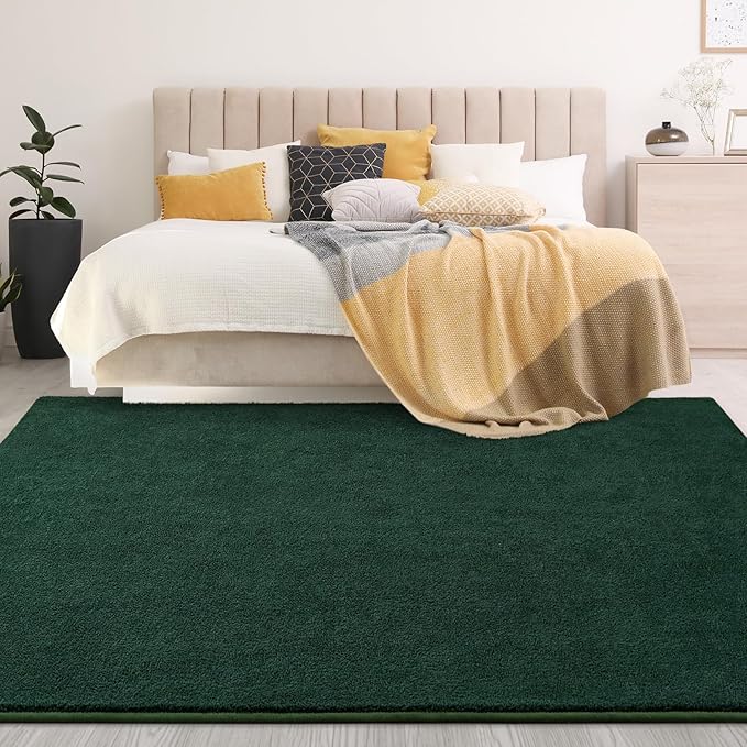 Gifeas Large Ultra Soft Modern Area Rugs for Living Room Bedroom, 6x9 Feet Deep Green Thickened Memory Foam Indoor Solid Minimalist Carpets, Non-Slip Comfy Rug for Boys Girls Nursery Room Home Decor
