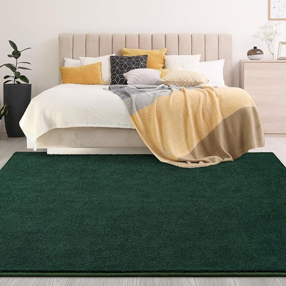 Gifeas Large Ultra Soft Modern Area Rugs for Living Room Bedroom, 6x9 Feet Deep Green Thickened Memory Foam Indoor Solid Minimalist Carpets, Non-Slip Comfy Rug for Boys Girls Nursery Room Home Decor