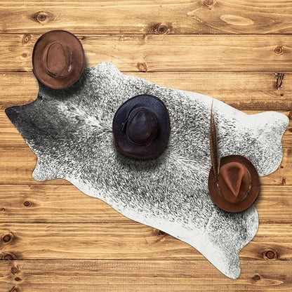 Cow Hide Rugs,Small Cowhide Rug, Washable Faux Animal Skin Rugs, 2x3Ft Non-Slip Cow Print Carpet for Bedroom Living Room Fireplace Office Entryway Kitchen, Grey