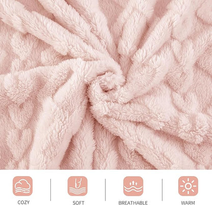 Aganear Flannel Throw Blanket - Cozy Soft Lightweight Fuzzy Portable Throw Blankets, Boho Decor for Home, Warm Gifts for Birthday, Christmas, Halloween, Housewarming(50"x60", Pink)