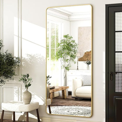 HARRITPURE 71"x32" Large Full Length Mirror - Rectangular Gold Aluminum Frame Floor Mirror with Stand for Bedroom, Living Room, Cloakroom, Full Body Reflection