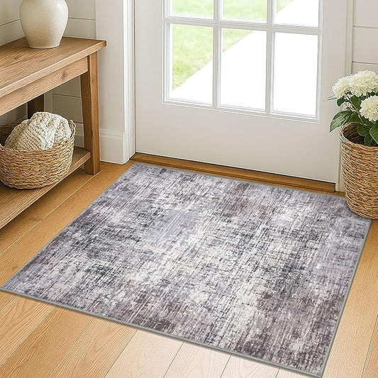 KILOCOCO Abstract Small Area Rug 2x3 Entryway Rug Washable Kitchen Rugs Door Mat Indoor Entrance Soft Pinted Non Slip Throw Rugs for Front Door Foyer Farmhouse Floor Mats, Grey/Beige