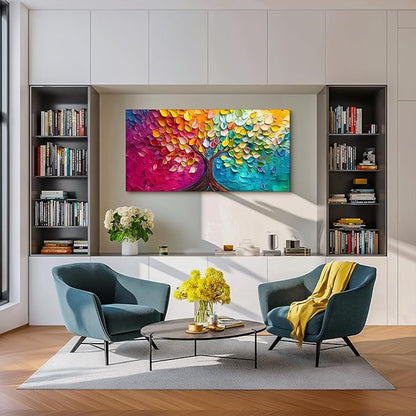 SERIMINO Tree of Life Wall Art Large Artwork, Abstract Tree Canvas Oil Painting Art Prints, Nature Plant Colorful Wall Decorations, Modern Aesthetic Pictures Wall Decor Living Room Bedroom 24"X48"
