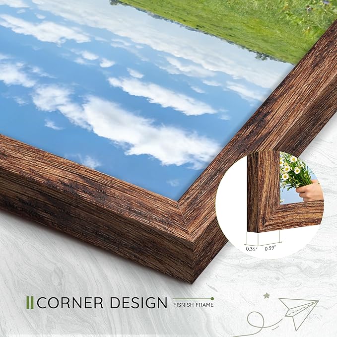 8x10 Picture Frame Set of 10, Brown Frames 8x10 for Tabletop Display, Horizontal or Vertical Wall Mounting