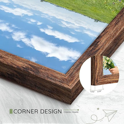 8x10 Picture Frame Set of 10, Brown Frames 8x10 for Tabletop Display, Horizontal or Vertical Wall Mounting