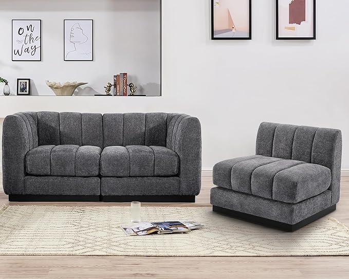 Morden Fort Oversized Sofa Couch Extra Deep Couch Modular Convertible Sectional Sofa Set Comfy Modern Sofas Couches for Living Room Apartment Bedroom Chenille
