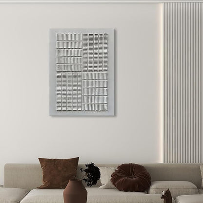 NANKAI Art White Thick Texture Abstract Art Oil Painting 40x28 inches Contemporary Minimalist Art Home Office Corridor Wall Decoration Painting