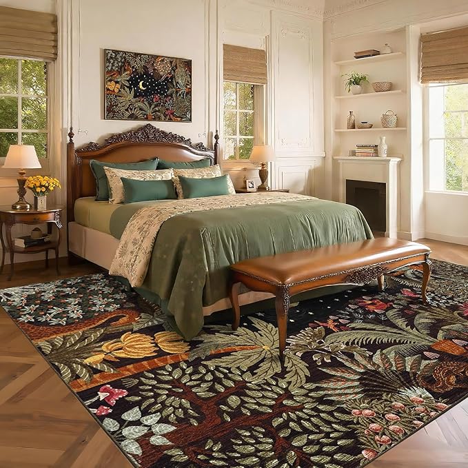 GarveeHome Large Area Rugs 10x13 for Living Room, Jungle Animal Washable Rug Soft Non Slip Backing Floor Mat Carpet Indoor Thin Accent Rug for Bedroom Dining Room Playroom Nursery Home Decor