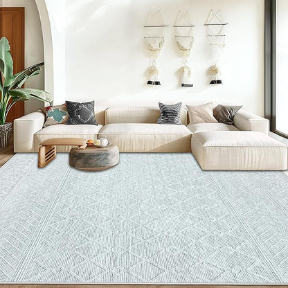 Area Rug Living Room Rugs 5x7 - Large Soft Boho Geometric Rugs, Non-Slip Foldable Washable Area Rug Non Shedding Morden Indoor Floor Carpet for Living Bedroom Office Dining Room(Modern Grey,5'x7')