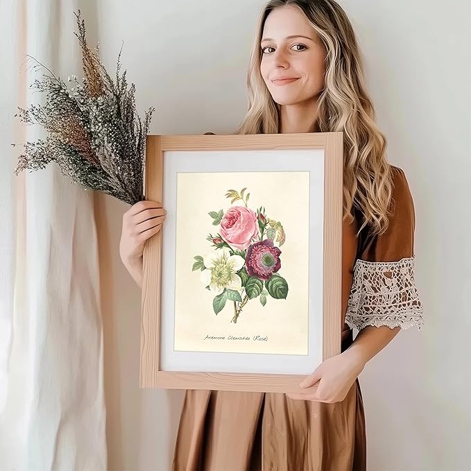 DREAM BIG PRINTABLES Vintage Roses Wall Art Prints (Set of 6) - Unframed - 11x14s | Botanical Decor - Vintage Sketch Prints - French Country - Flower Aesthetic Room Decor