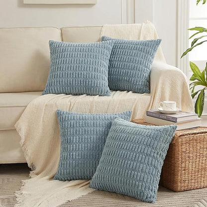 Fancy Homi 4 Packs Decorative Throw Pillow Covers for Living Room Couch Bed, Modern Farmhouse Boho Home Décor Accent Cushion Case, 26" x 26", Light Blue