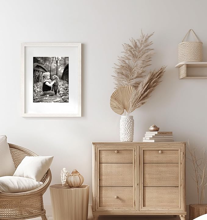 Momentworth 16x20 Picture Frame with Mat for 11x14 Set of 3, Rustic White Wood Grain 16x20 Frames for Wall Mounting (3 Pack, White)