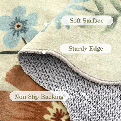 Lahome Floral Hallway Runner Rug Non Slip, 2'6''x10' Washable Runner Soft Ultra-Thin Soft Hallway Rug, Distressed Long Carpet for Entryway Bathroom Flore, Beige