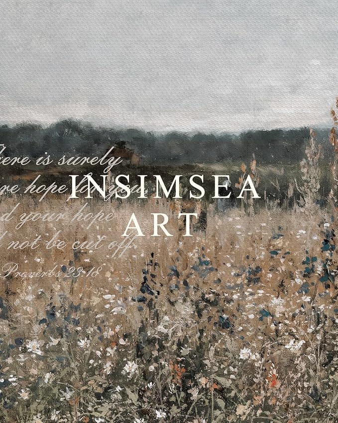InSimSea 36x54 Large Canvas Scroll Christian Wall Art, Bible Verse with Wildflowers Religious Decor, Inspirational Oil Painting for Living Room, Prayer Room, Church